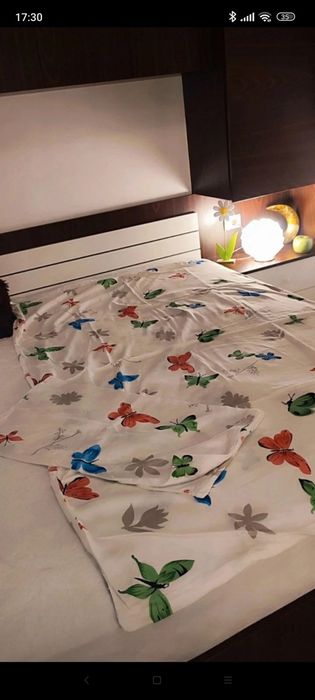 Lenjerie de pat, imprimeu fluturi, 100%bumbac satinat, nou