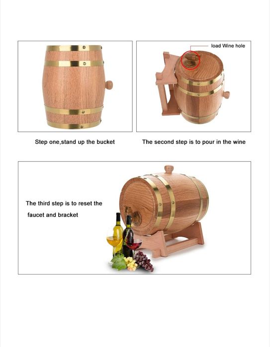 Диспенсър за напитки винтидж дъбова бъчва 1.25 литра с алуминиево фоли