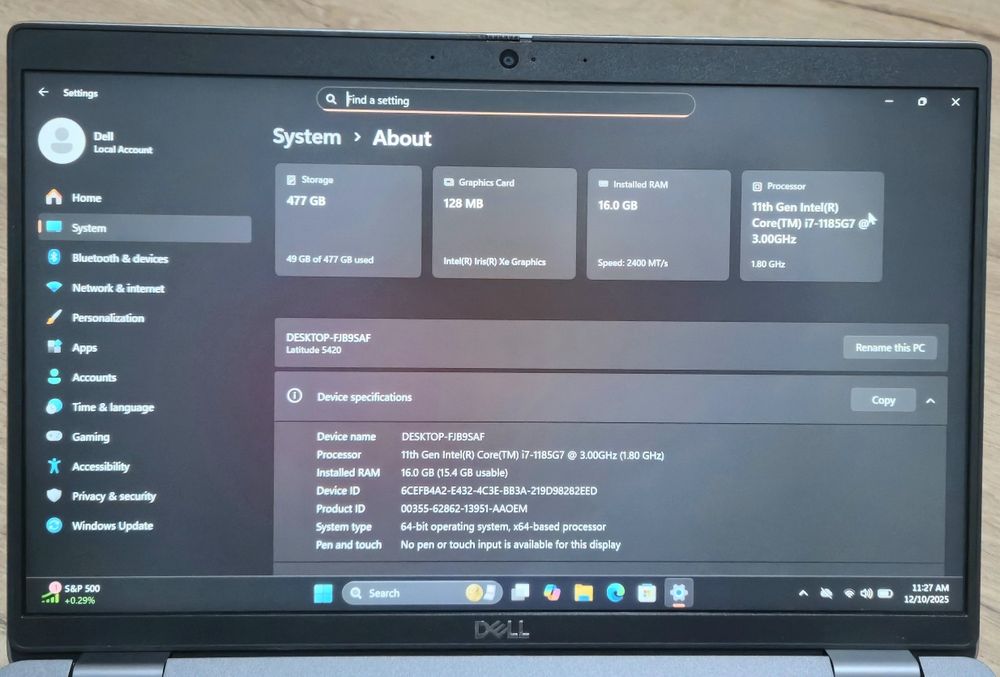 Laptop Dell Latitude 5420 I7 Gen11 512GB Nvme 16GB SSD Baterie 5H+
