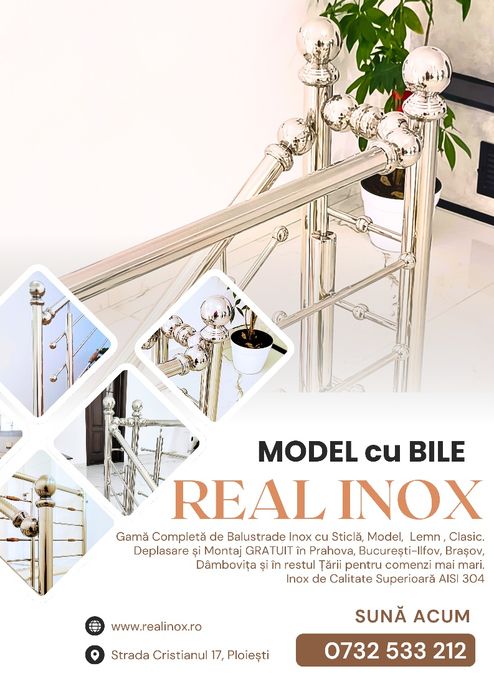 // BALUSTRADE INOX cu Sticla si Lemn // Clasice sau cu Model //