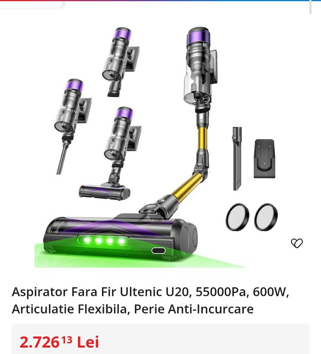 Aspirator vertical cu acumulator