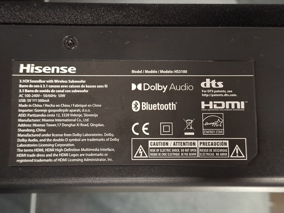 Soundbar Hisense HS3100