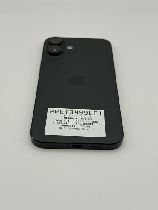 MAGAZIN VINDEM IPHONE : Iphone 16 Plus | 128 gb | black |  Garantie  24 luni
