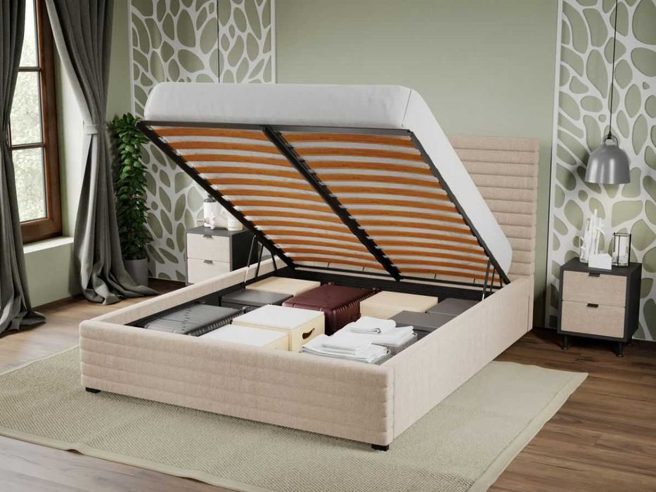 Pat Tapitat Mateo Bej - Falcone 102 cu somiera rabatabila si lada