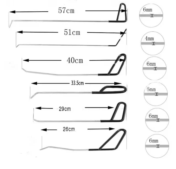 PDR Комплект Лостове  за ремонт на вдлъбнатини без кит и боя - 6 части