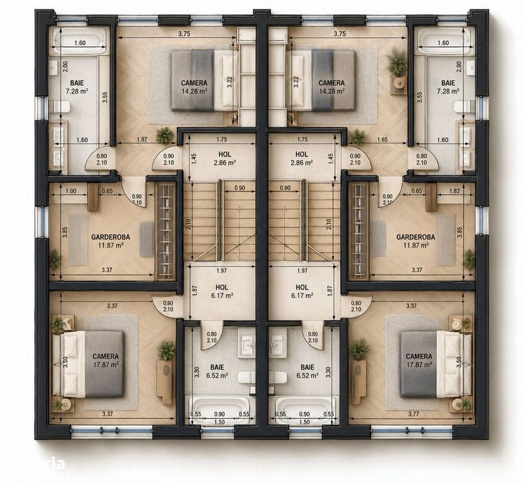 Duplex cu garaj, 196 mp utili 250 mp teran, Manastur