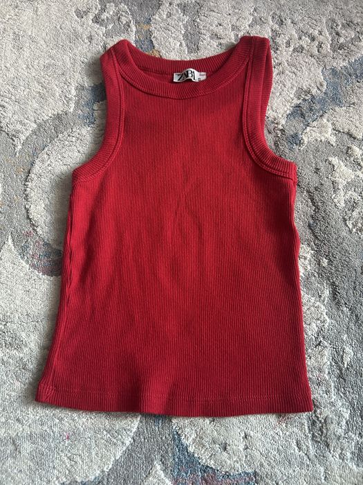 Красная майка в рубчик Zara оригинал