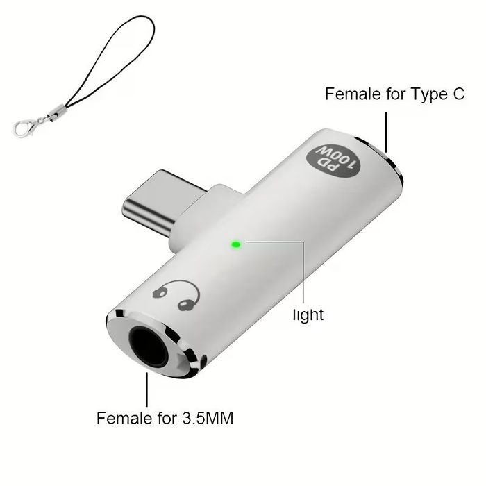 Quloqchin va Zaryadlovchi Adapter Type-C + 3.5mm jack = Type-C