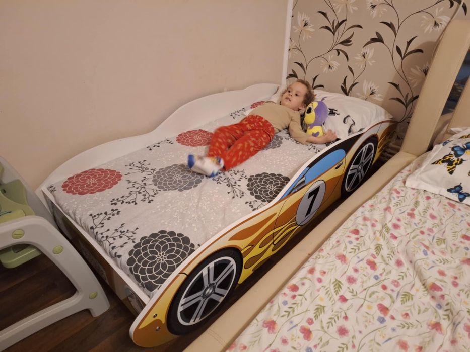 Pat masina cu saltea 80x160