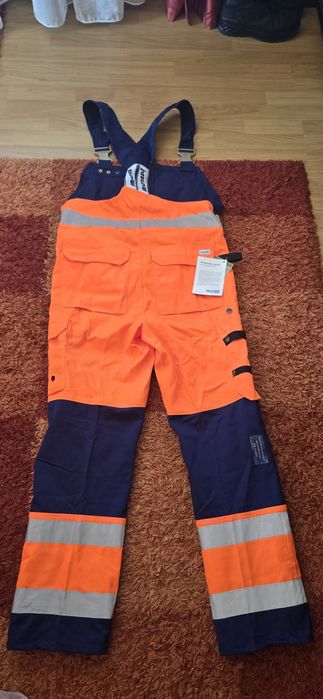 Salopetă/Pantaloni de lucru Fristads High Visibility bicoloră (Portocaliu/Bleumarin), NOUĂ cu etichete, Mărimea C50