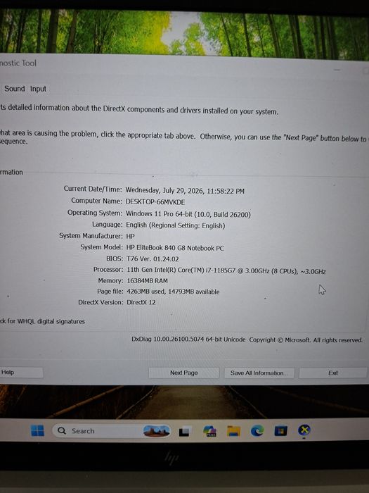 HP 840 G8, i7, 16 gb ram, SSD 500 gb