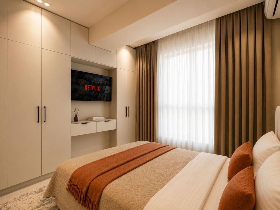 Luxury Beige Studio | Modera Tower View Посуточно