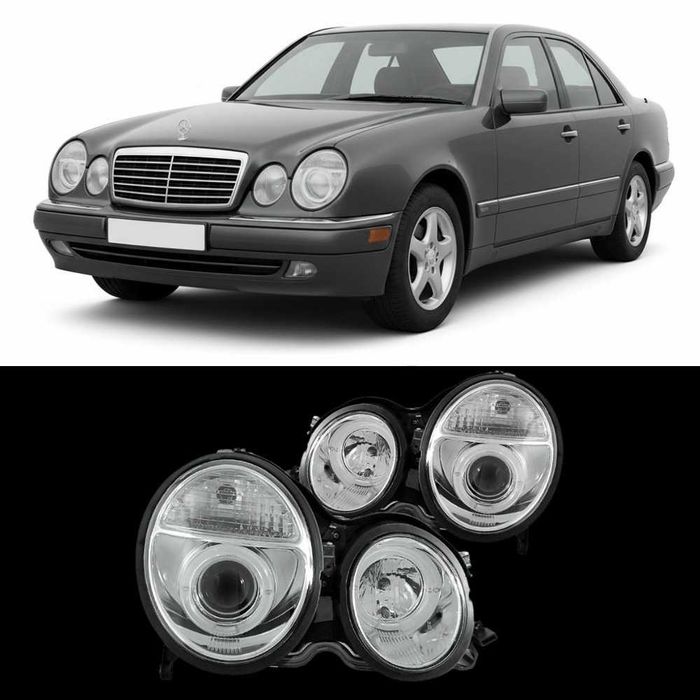 Фарове Мерцедес 210 Е класа Нови Светли ЛЕД angle Merceedes W210 LED