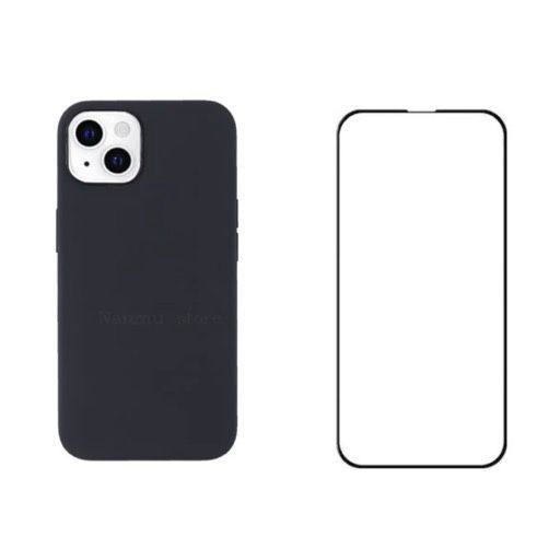Iphone 13/14/15/16E/17E PRO Folie Sticla 9H si Husa Silicon Alcantara
