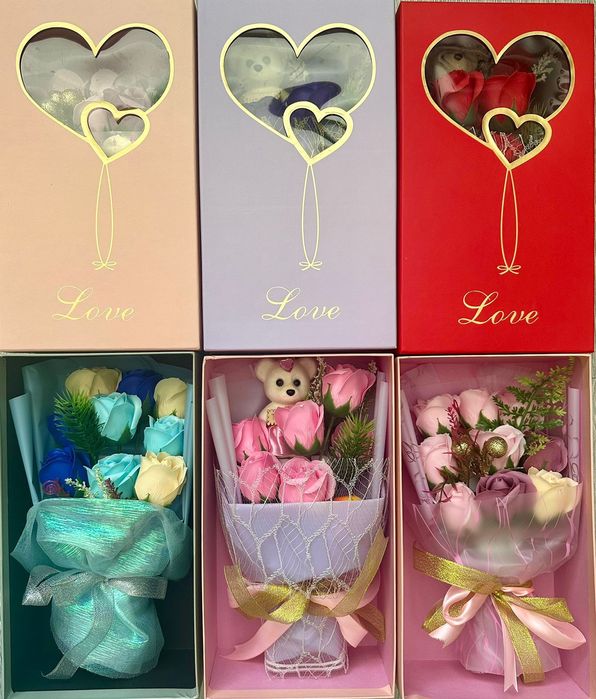 Мыльные букеты в праздничных коробках