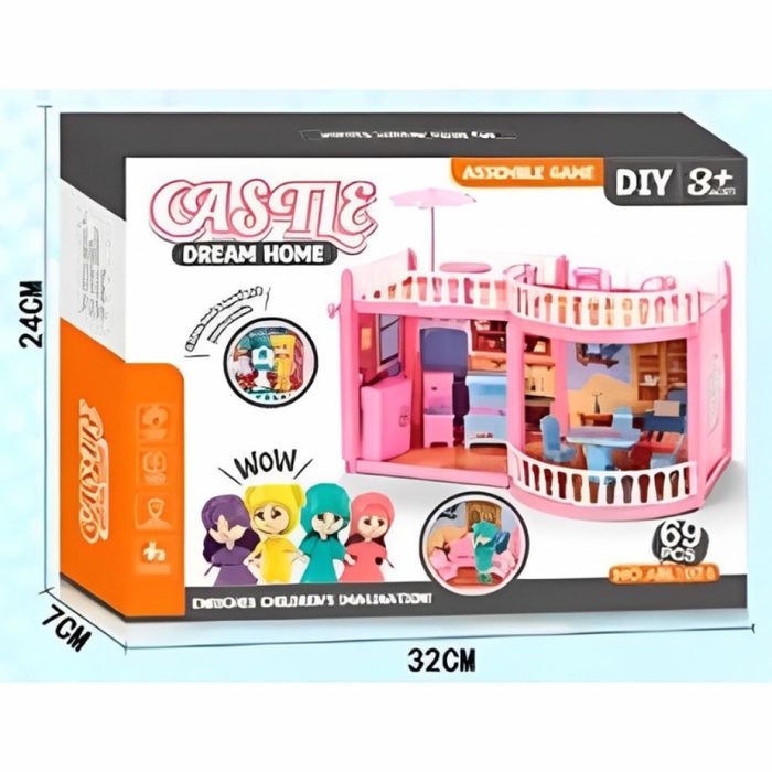 Къща за кукли с кукли и обзавеждане