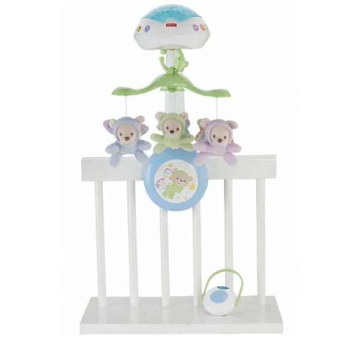 Fisher Price Музикална въртележка за легло и прожектор МЕЧЕТА-ПЕПЕРУДИ