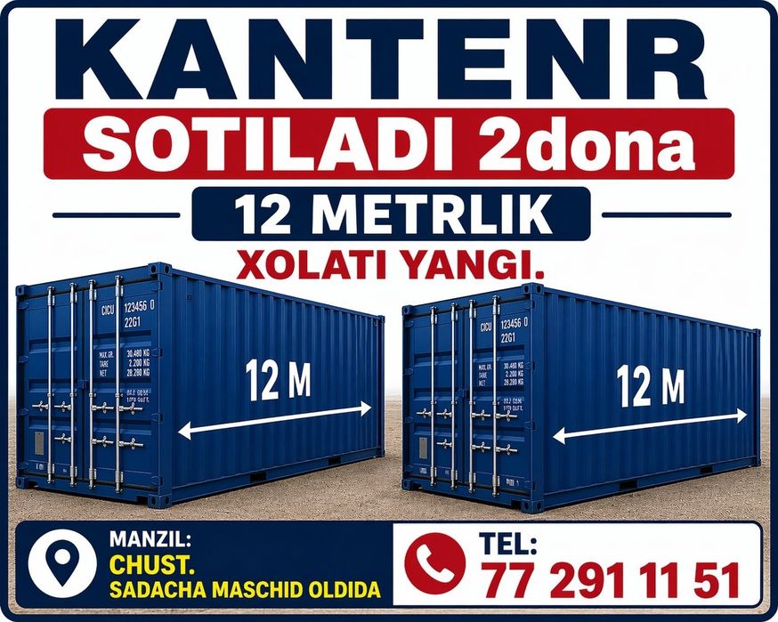 12 metrli konteynr va kochma dokon