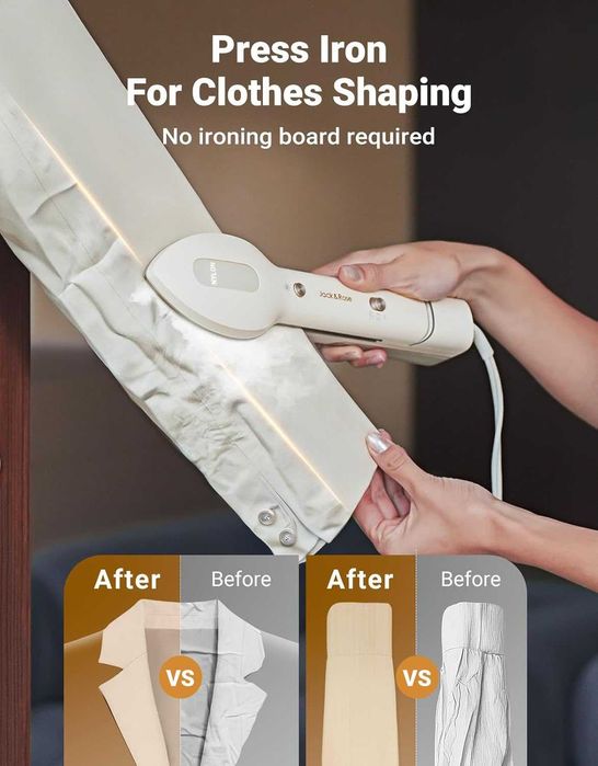 Ютия за дрехи с пара Jack & Rose, 3 в 1, двойно напрежение 110-240V