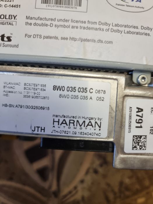 Unitate navi MMI PLUS audi a4 s5 8w b9 8W0035035C