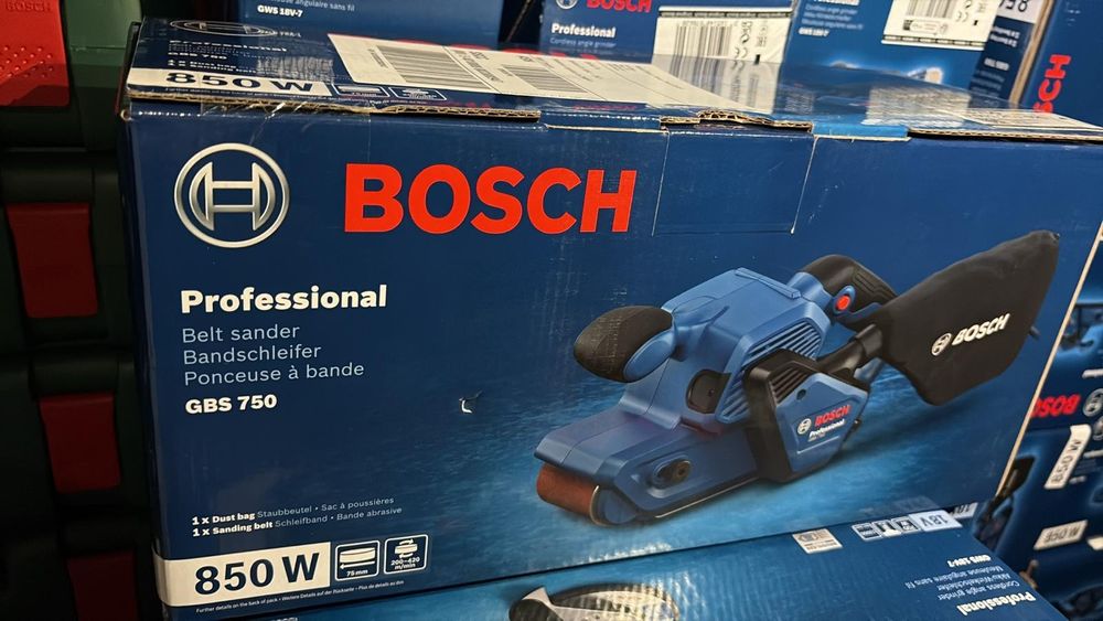 Bosch GBS 750 Professional Șlefuitor cu bandă Negru, Albastru 850 W, sigilat