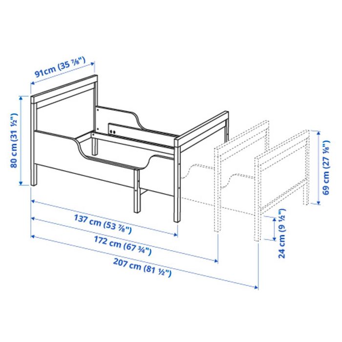 Мебели за детска стая IKEA SUNDVIC, легло, гардероб, шкаф