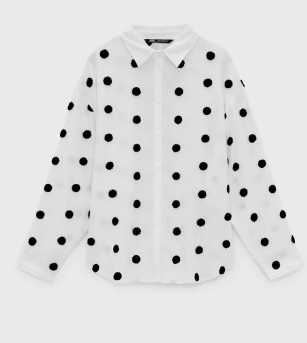 Оригинална риза Zara на точки – релефна материя размер М