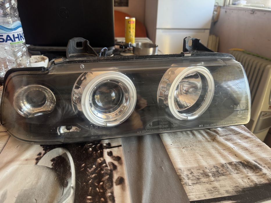 Тунинг фарове с лупи и Angel Eyes за BMW E36 (Sonar / FK) – H1