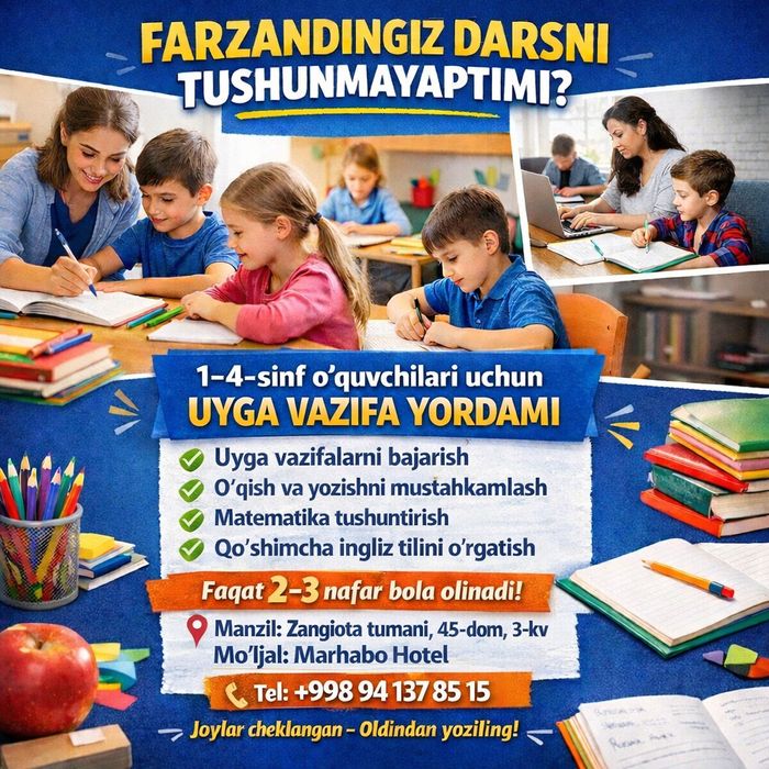 Farzandlaringizga uyga vazifalarini qildirishga vaqt topolmayabsizmi?