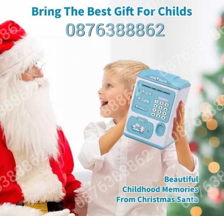 ПРОМО! Детска Касичка Сейф за Банкноти Монети Парола Пръстов Отпечатък