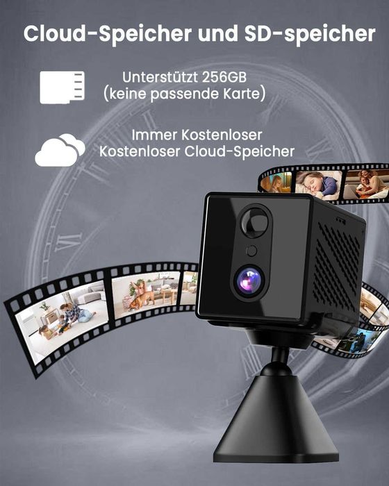 Mini cameră, cameră de supraveghere interioară 5G WiFi, cameră de supraveghere interioară, stocare gratuită în cloud, cameră cu baterie
