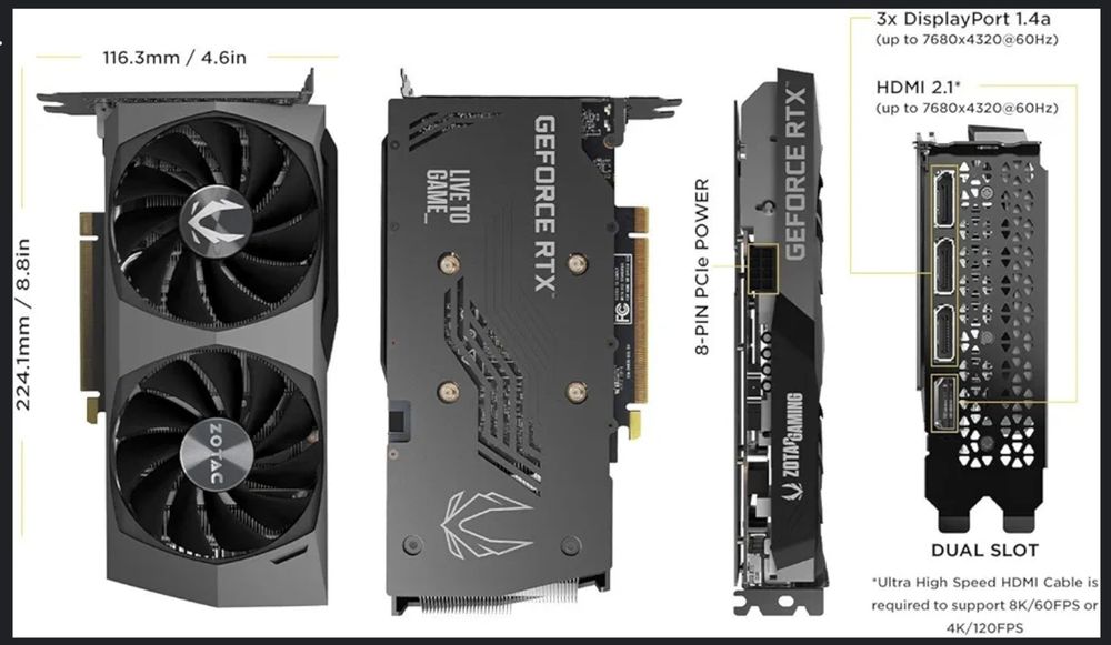 Игровая видео карта rtx 3060 ZOTAC