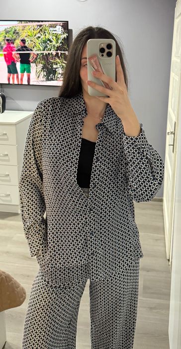 Zara сатенен сет риза и панталон