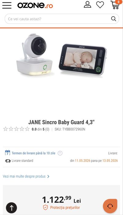 Baby Monitor / Monitor bebe Jane Sincro Babyguard 4,3” – SIGILAT!!