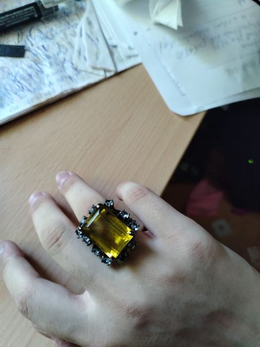 Inel, bijuterie argint 925 cuart lemon si topaze