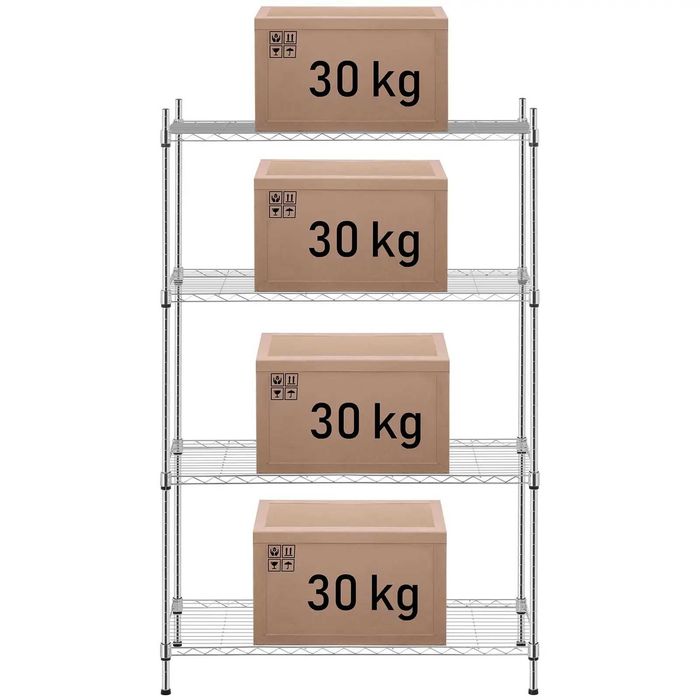 Raft de depozitare din otel cromat - 45 x 90 x 120 cm