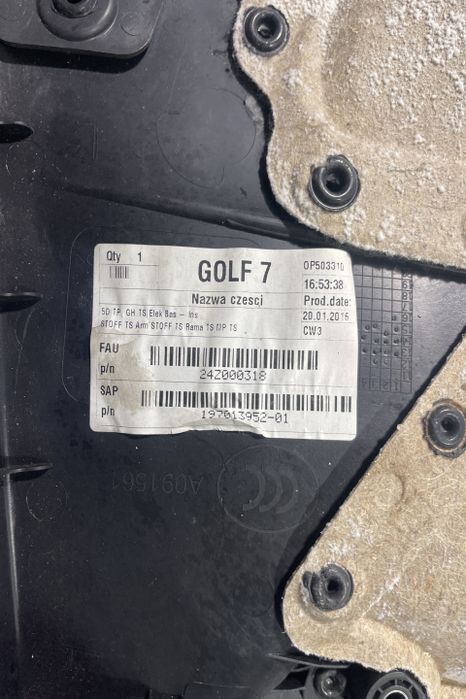 Fata / Tapiterie usa spate dreapta 5G4.867.488.A Volkswagen VW Golf a