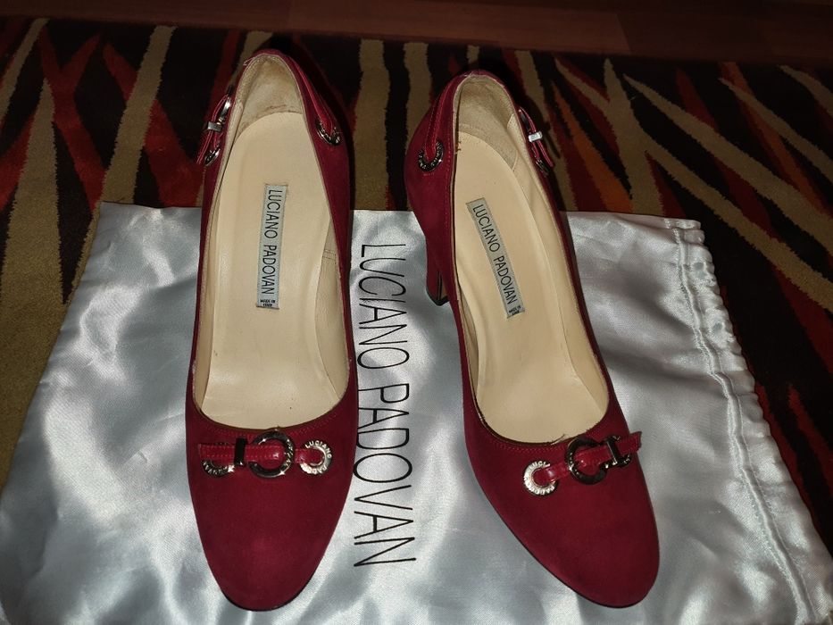 Pantofi grena rosii piele intoarsa, 36, Luciano Padovan, ca noi