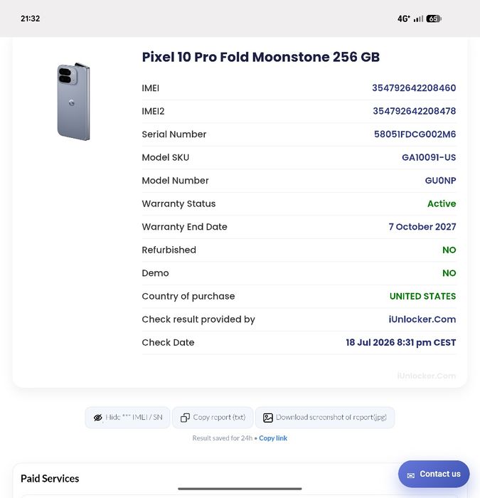 Vând Google Pixel 10 PRO Fold 256GB