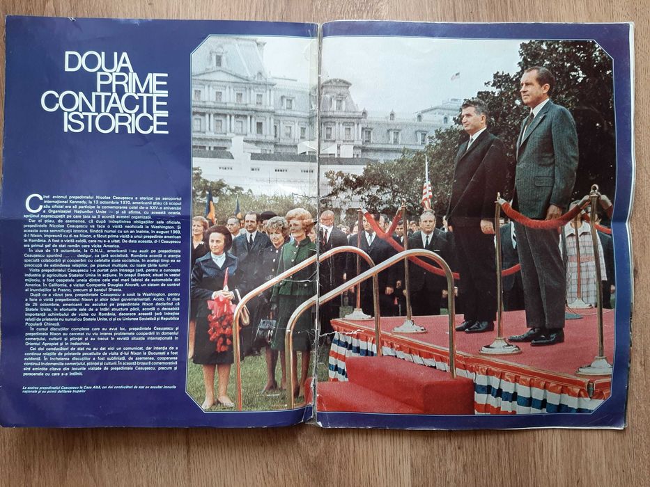 Revista veche comunista propaganda Presedintele Ceausescu in SUA Nixon vizita