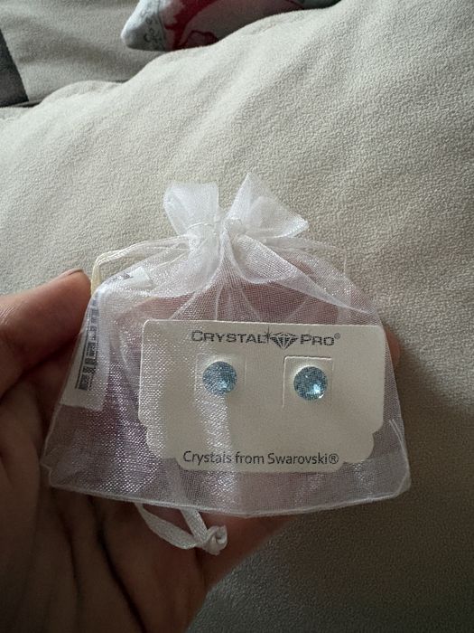Обеци Swarovski със син кристал