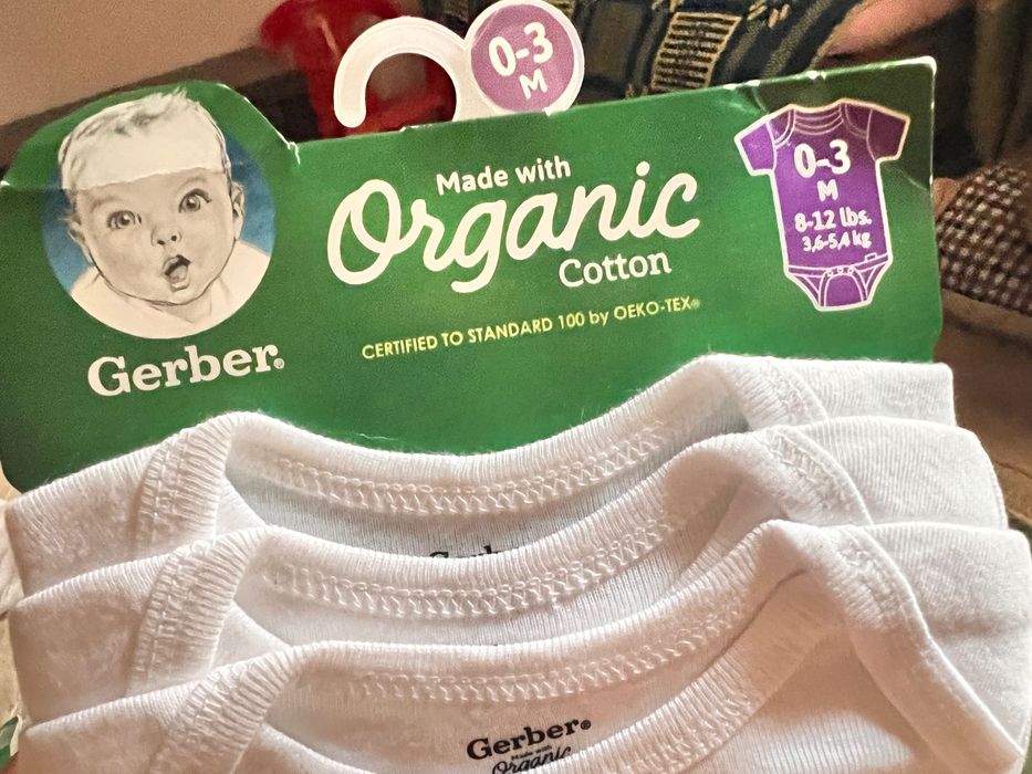 Gerber. Organic. Боди для новорожденных из США. Оригинал. Разм 0-3 мес