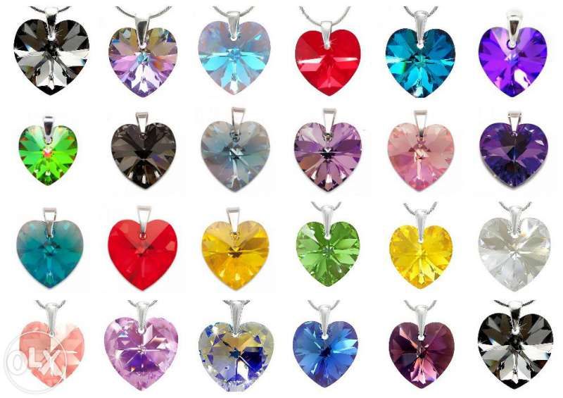 10мм Сваровски сърца - НОВИ със сребърен държач