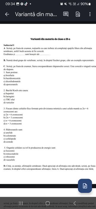 Meditații bacalaureat biologie