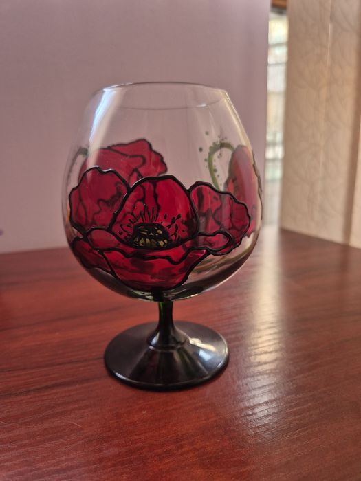 Ръчно нарисуван Свещник чаша Лале и Снежко за Коледа