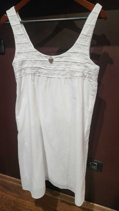 Бяла рокля памук и дантела Twinset размер М