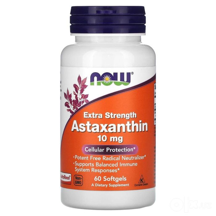 Астаксантин, Astaxanthin, Now Foods. Витамины из США. Оригинал 
10 мг.