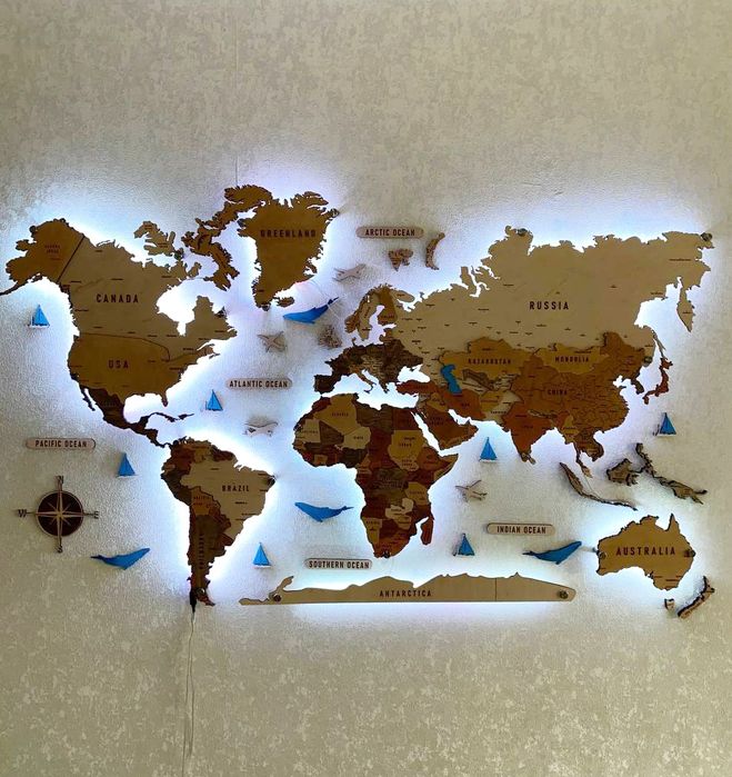 Деревянные карты мира