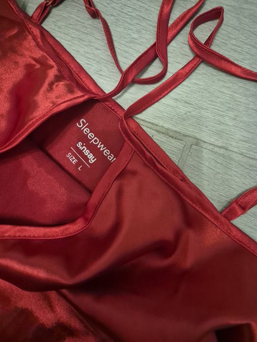 Pijama dama satin rosu