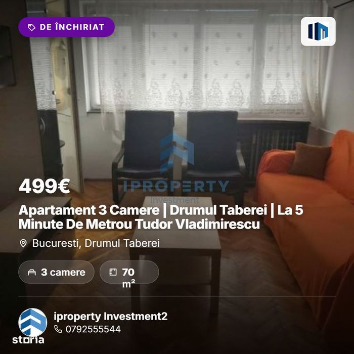 Apartament 3 Camere | Drumul Taberei | La 5 Minute De Metrou Tudor Vla
